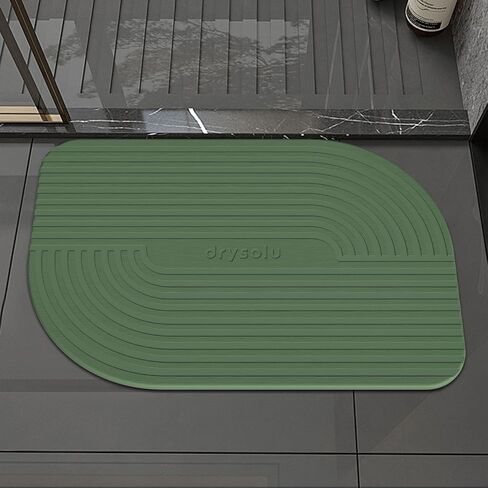 DRYSOLU Stone Bath Mat Diatomaceous Earth Bath Mat Stone Shower Mat Fast Water Drying Ultra Absorbent Pad Diatomite Mat,Non-Slip Mat for Bathroom,Kitchen,Pet,15.35x23.62in,Hard,Drak Green,1-Pack in Saudi Arabia