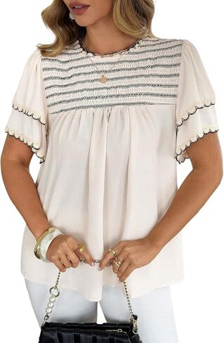 Cuptacc بوهو بلايز للنساء ملابس عصرية بلوزات نسائية قمصان فلوي فراشة كم سترة طاقم الرقبة تي شيرت in Kuwait