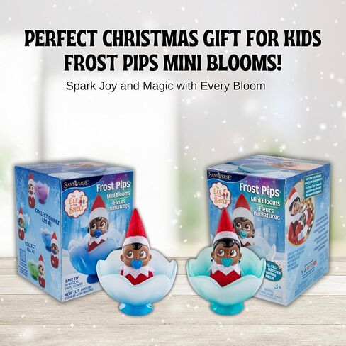 The Elf on the Shelf Frost Pips Mini Blooms مع مهد زهرة الصقيع | قزم طفلة وصبي ذو عيون بنية | ديكورات ميني قزم للأطفال | مجموعة فروست بيبس من 2 in Kuwait