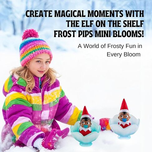 The Elf on the Shelf Frost Pips Mini Blooms مع مهد زهرة الصقيع | قزم طفلة وصبي ذو عيون بنية | ديكورات ميني قزم للأطفال | مجموعة فروست بيبس من 2 in Kuwait