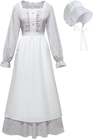 RAINDEWLL Colonial Dress Women Pioneer Prairie Costume for Women Floral 1800s Dress in Saudi Arabia