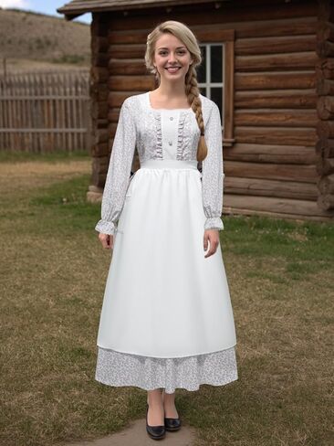 RAINDEWLL Colonial Dress Women Pioneer Prairie Costume for Women Floral 1800s Dress in Saudi Arabia