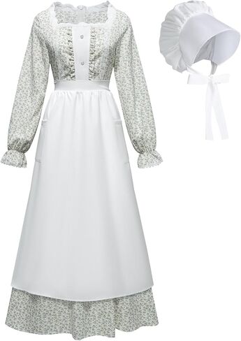 RAINDEWLL Colonial Dress Women Pioneer Prairie Costume for Women Floral 1800s Dress in Saudi Arabia
