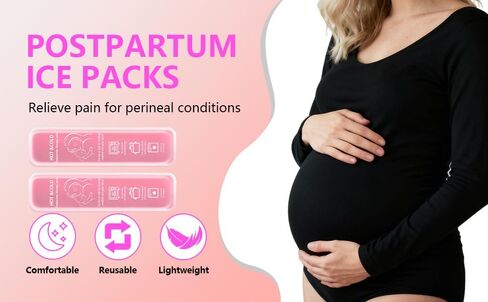 Postpartum Cold Pack, Perineal Cooling Pad Pregnancy & Hemorrhoid Pain Relief, Postpartum Ice Pack Pads with 2 Washable Sleeves (2 ice Pack+2 Fabric Cover) (Pink) in Saudi Arabia