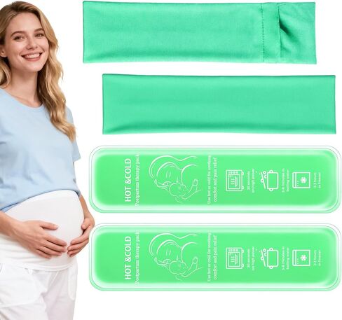 Postpartum Cold Pack, Perineal Cooling Pad Pregnancy & Hemorrhoid Pain Relief, Postpartum Ice Pack Pads with 2 Washable Sleeves (2 ice Pack+2 Fabric Cover) (Pink) in Saudi Arabia