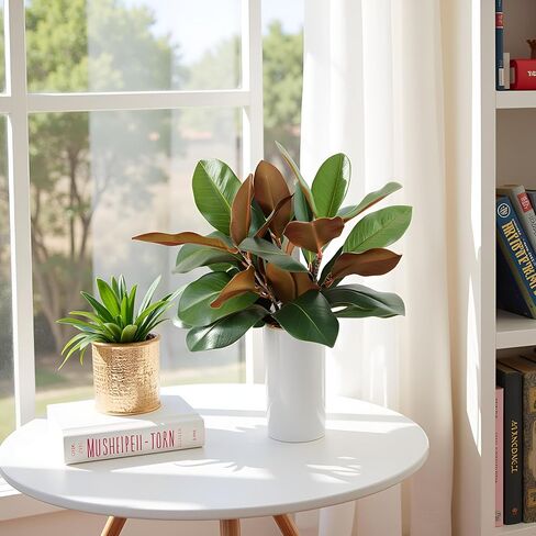 QNUIHYE 3Pcs Magnolia Leaves Artificial Branches Faux Greenery Stems Fake Leafs Faux Plant Stems for Vase Filling Floral Arrangement Table Centerpieces Indoor Outdoor Home Office Decoration in Saudi Arabia