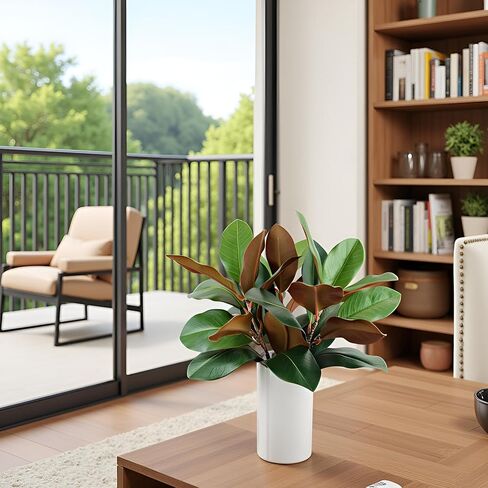 QNUIHYE 3Pcs Magnolia Leaves Artificial Branches Faux Greenery Stems Fake Leafs Faux Plant Stems for Vase Filling Floral Arrangement Table Centerpieces Indoor Outdoor Home Office Decoration in Saudi Arabia