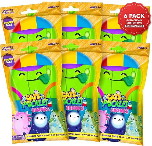 Cats vs Pickles - Chonks - Gold Wave - 2 pack Mystery Bags - 6" Super-Soft & Bean-Filled Plushies! Great for Stocking Stuffers, Advent Calendars, for Kids, Boys, & Girls in Saudi Arabia