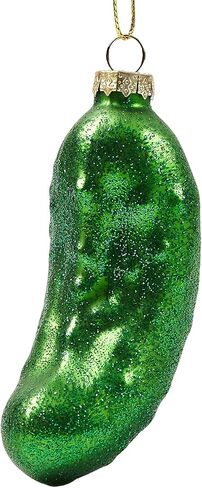 3D Pickle Glass Ornament for Christmas Tree, Fun Food Rare Hanging Christmas Ornaments Decorations, 2025 Glass Blown Cucumber Xmas Decor for Home Outdoor Tree Cute Centerpiece in Saudi Arabia