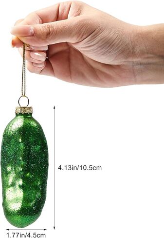3D Pickle Glass Ornament for Christmas Tree, Fun Food Rare Hanging Christmas Ornaments Decorations, 2025 Glass Blown Cucumber Xmas Decor for Home Outdoor Tree Cute Centerpiece in Saudi Arabia