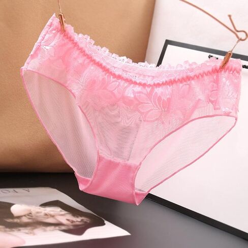 Sexy Panties for Women Ice Silk Sheer Lace See Through Underwear Ladies Low Rise Boyshort Brief 2025 in Saudi Arabia