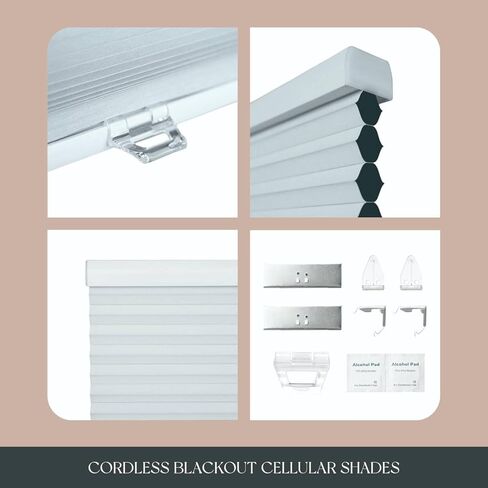 REGAL estate QuickInsta PeelMount No Drill No Tools Cordless 1.5" Blackout Cellular Shades, 25" W x 48" H, White in Saudi Arabia