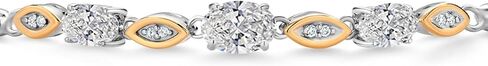 Gem Stone King 1.56 Cttw 925 Silver and 10K Yellow Gold Lab Grown Diamond Bracelet For Women | Oval 7X5MM | DEF Color | VVS-VS Clarity | Fully Adjustable 9 Inch in Saudi Arabia