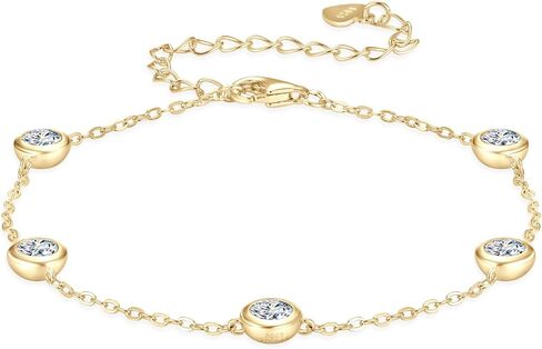 AINUOSHI Moissanite Charm Bracelet for Women, 0.3 Carat Bubble Sterling Silver Bracelet for Valentine Anniversary Day Birthday Gift, Dainty Charm Bracelet with Heart Extender Chain for Soulmates in Saudi Arabia
