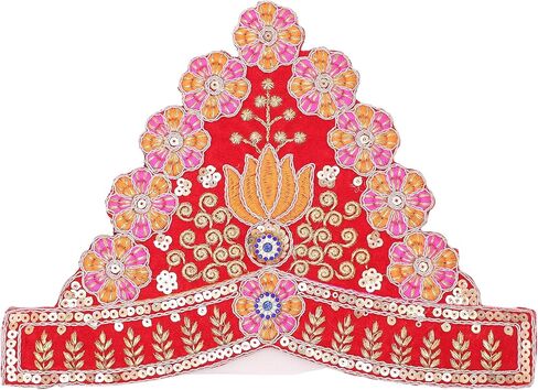 Mukut Set God Goddess Made of Velvet Cloth Stone for Devi Maa/Radha Krishna Haar Sringar Set Deities jewelry Indian traditional Ganpati Ganesha Festival Set for All Idol Statue (Size:-4")(Multicolour) in Saudi Arabia