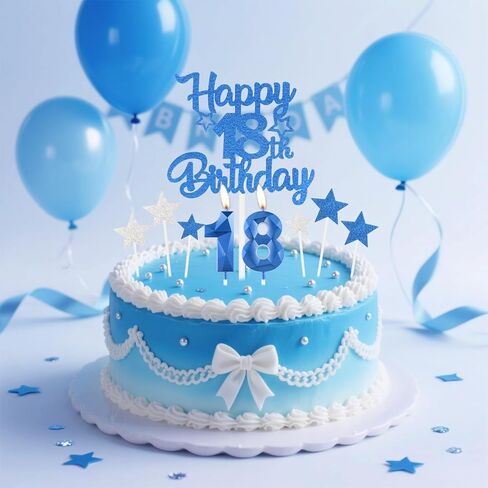 iNINGER Royal Blue 11th Birthday Candles Cake Topers Set,Men 11th Birthday Decorations,Royal Blue Number 11 Candle for Cake,Boys Girls Personalised Cupcake Toppers for Men Women Party Supplies in Saudi Arabia