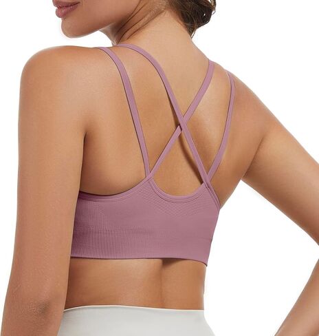 Nabawa Strappy Sports Bras for Women Crisscross Back Medium Support Yoga Bra Unpadded Gym Workout Fitness Crop Top in Saudi Arabia