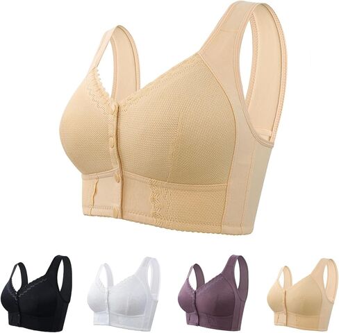 Front Closure Breathable Bras for Older Women Wireless Full Coverage Bralettes for Seniors Push Up Soft Everyday Bra in Saudi Arabia