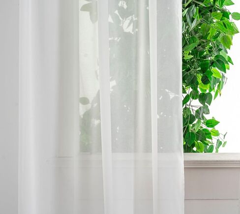 AIDUOMAER White Sheer Curtains 90 Inch Length 2 Panels, Light Filtering Rod Pocket & Clip Ring Compatible Drapes, Privacy Sheers for Bedroom, Living Room & Dining Room, Each Panel 50" W x 90" L in Saudi Arabia
