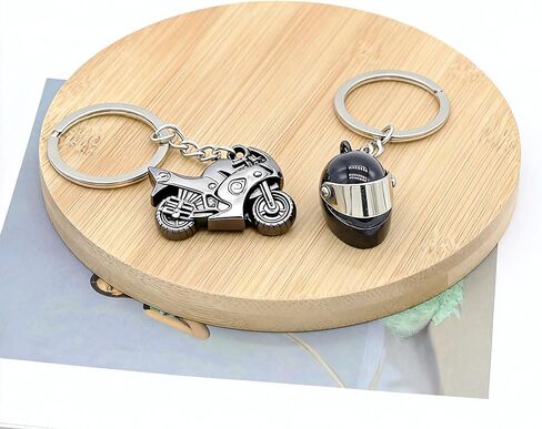 Moydolo 2PCS Mini Motorcycle Model Keychain Bag Charms Cute Motor Helmet Motorbike Key Chain Ring Gifts for Men Boys in Saudi Arabia
