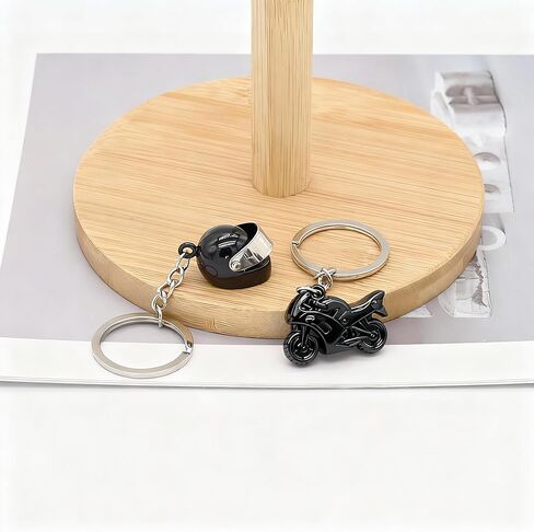 Moydolo 2PCS Mini Motorcycle Model Keychain Bag Charms Cute Motor Helmet Motorbike Key Chain Ring Gifts for Men Boys in Saudi Arabia