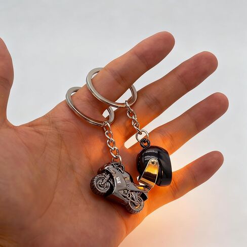 Moydolo 2PCS Mini Motorcycle Model Keychain Bag Charms Cute Motor Helmet Motorbike Key Chain Ring Gifts for Men Boys in Saudi Arabia