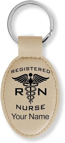 LaserGram Oval Keychain, RN Registered Nurse, Personalized Engraving Included (Rustic with Gold) in Saudi Arabia