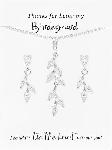 CEELGON Leaf Jewelry Set Bridesmaid Gifts I Couldn’t Tie The Knot Without You Wedding Bridal Proposal Box Gifts for Women in Saudi Arabia