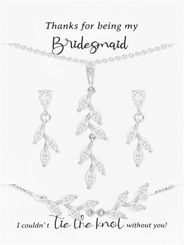 CEELGON Leaf Jewelry Set Bridesmaid Gifts I Couldn’t Tie The Knot Without You Wedding Bridal Proposal Box Gifts for Women in Saudi Arabia