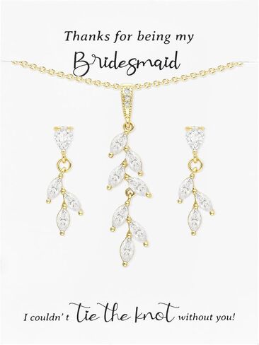 CEELGON Leaf Jewelry Set Bridesmaid Gifts I Couldn’t Tie The Knot Without You Wedding Bridal Proposal Box Gifts for Women in Saudi Arabia
