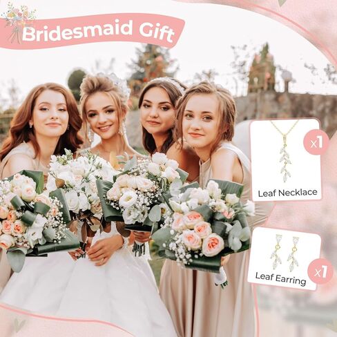 CEELGON Leaf Jewelry Set Bridesmaid Gifts I Couldn’t Tie The Knot Without You Wedding Bridal Proposal Box Gifts for Women in Saudi Arabia