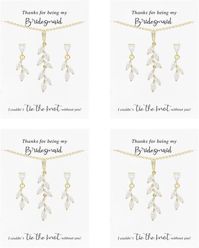 CEELGON Leaf Jewelry Set Bridesmaid Gifts I Couldn’t Tie The Knot Without You Wedding Bridal Proposal Box Gifts for Women in Saudi Arabia