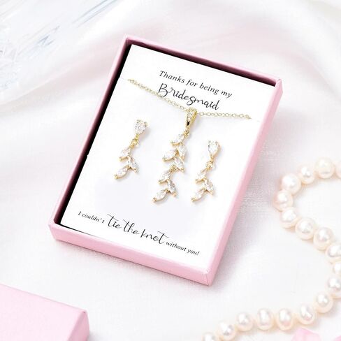 CEELGON Leaf Jewelry Set Bridesmaid Gifts I Couldn’t Tie The Knot Without You Wedding Bridal Proposal Box Gifts for Women in Saudi Arabia