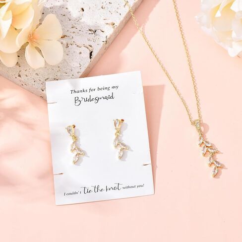 CEELGON Leaf Jewelry Set Bridesmaid Gifts I Couldn’t Tie The Knot Without You Wedding Bridal Proposal Box Gifts for Women in Saudi Arabia