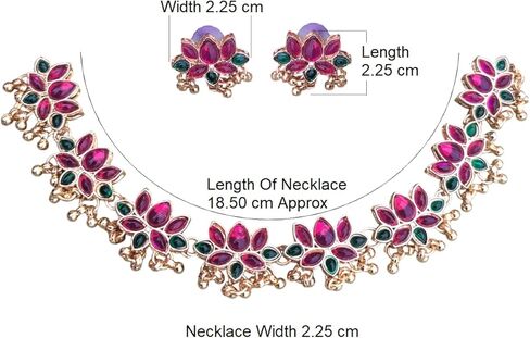 RD GEMS South Indian Lotus Design Jewelry Set Gift for Her Bollywood Ethnic Necklace Earring Set Gold Plated Set Jewellery set for women in Saudi Arabia