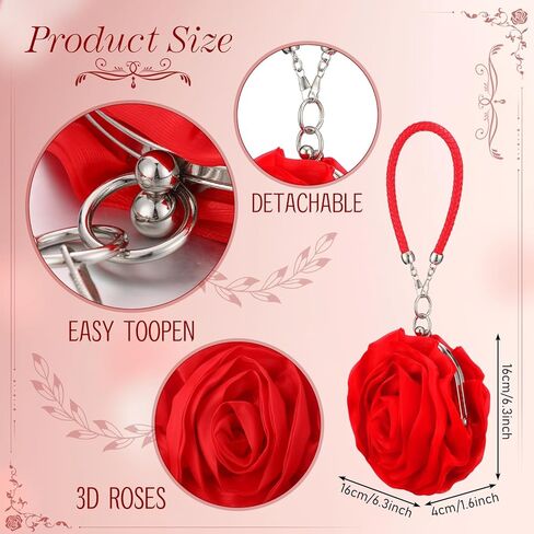Quelay 6 Pcs Red Rose Jewelry Set - Flower Pendant Necklace, Bracelet, Dangle Earrings, Tiara, Flower Clutch Purse Small Evening Bag, Artificial Red Roses for Prom, Wedding, Birthday Party, Halloween in Saudi Arabia