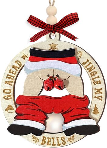 Fun Santa Christmas Ornaments 2025, White Elephant Gifts for Women, Jingle Bell Ornament for Christmas Tree, Gag Gifts Funny Adult Couple, Naughty Wooden Ornaments as Funny Gift for Friends in Saudi Arabia