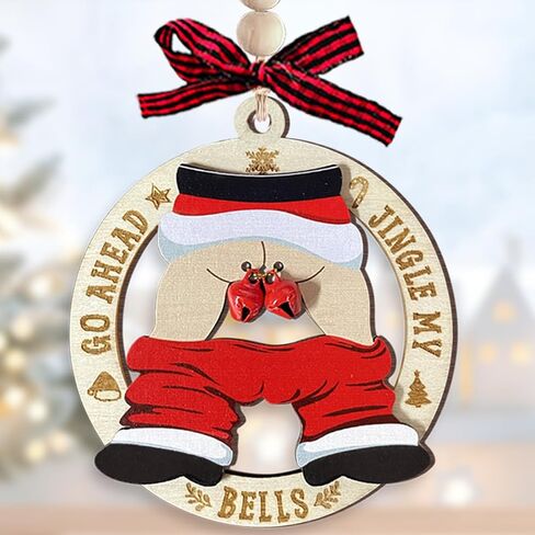 Fun Santa Christmas Ornaments 2025, White Elephant Gifts for Women, Jingle Bell Ornament for Christmas Tree, Gag Gifts Funny Adult Couple, Naughty Wooden Ornaments as Funny Gift for Friends in Saudi Arabia