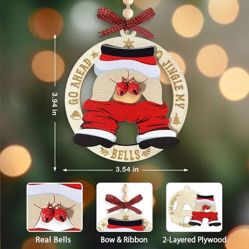 Fun Santa Christmas Ornaments 2025, White Elephant Gifts for Women, Jingle Bell Ornament for Christmas Tree, Gag Gifts Funny Adult Couple, Naughty Wooden Ornaments as Funny Gift for Friends in Saudi Arabia