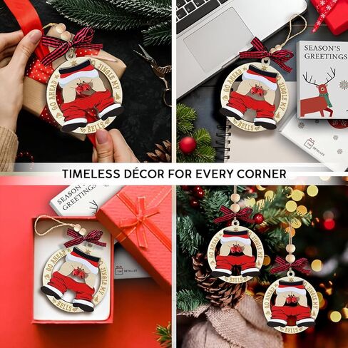 Fun Santa Christmas Ornaments 2025, White Elephant Gifts for Women, Jingle Bell Ornament for Christmas Tree, Gag Gifts Funny Adult Couple, Naughty Wooden Ornaments as Funny Gift for Friends in Saudi Arabia