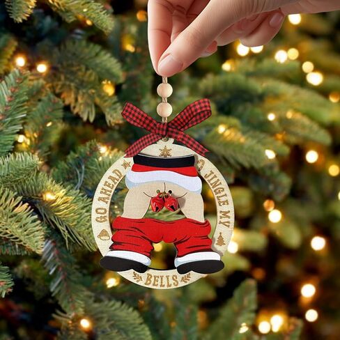 Fun Santa Christmas Ornaments 2025, White Elephant Gifts for Women, Jingle Bell Ornament for Christmas Tree, Gag Gifts Funny Adult Couple, Naughty Wooden Ornaments as Funny Gift for Friends in Saudi Arabia