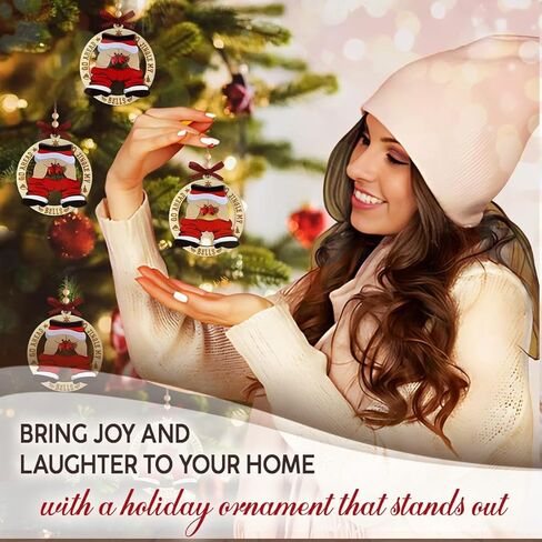Fun Santa Christmas Ornaments 2025, White Elephant Gifts for Women, Jingle Bell Ornament for Christmas Tree, Gag Gifts Funny Adult Couple, Naughty Wooden Ornaments as Funny Gift for Friends in Saudi Arabia