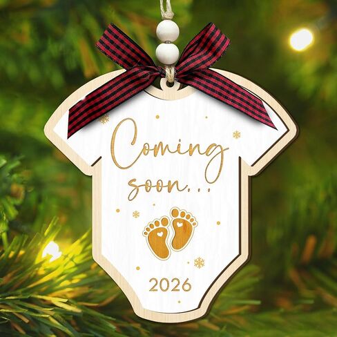 Gifts for Expecting Parents - Baby Coming Soon 2026 Ornament - Baby Pregnancy Announcement for Husband, Grandparents, Family - Pregnant Ornament 2025 - Wooden Christmas Ornament in Saudi Arabia