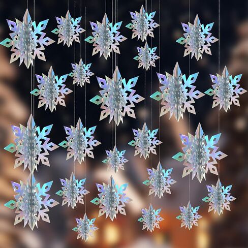 Christmas Hanging Snowflakes Decorations, 12Pcs 3D Paper Snowflake Christmas Decorations, 10'' Large Snowflakes Ornaments Snow Flakes Garland Hanging for Winter Wonderland Xmas Holiday Party Decor in Saudi Arabia