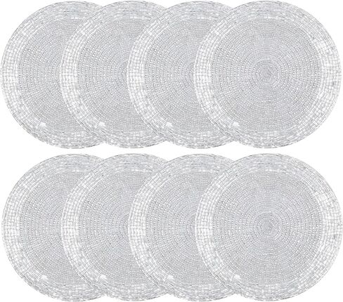 COTTON CRAFT Glitz Handmade Beaded Bar Drink Tabletop Protection Coasters - Set of 8 - Halloween Harvest Autumn Fall Thanksgiving Holiday Christmas Xmas Celebration Festive Party - 4 in Round - Gold in Saudi Arabia