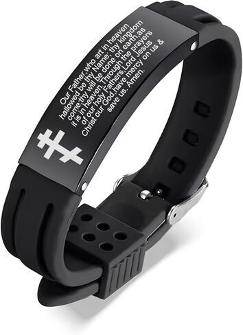 HOMLIFPER Russian Orthodox Cross Bracelet with Prayers Eastern Crucifix Jesus Protection Adjustable Silicone Bangle Christian Religious Faith Reminder Jewelry for Men Women in Saudi Arabia