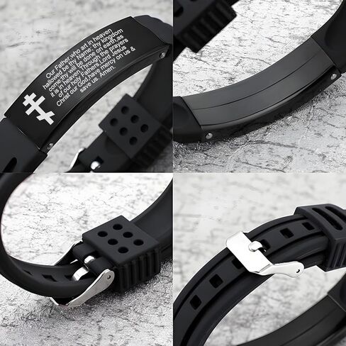 HOMLIFPER Russian Orthodox Cross Bracelet with Prayers Eastern Crucifix Jesus Protection Adjustable Silicone Bangle Christian Religious Faith Reminder Jewelry for Men Women in Saudi Arabia