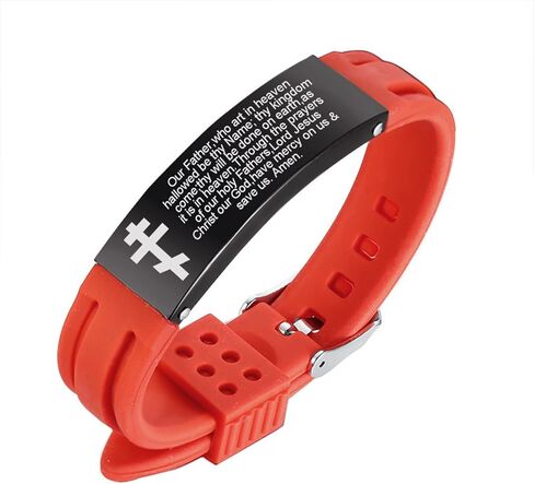 HOMLIFPER Russian Orthodox Cross Bracelet with Prayers Eastern Crucifix Jesus Protection Adjustable Silicone Bangle Christian Religious Faith Reminder Jewelry for Men Women in Saudi Arabia