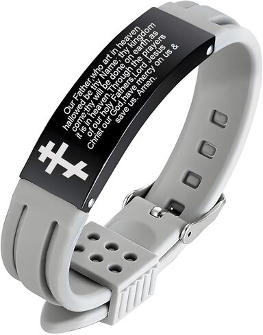 HOMLIFPER Russian Orthodox Cross Bracelet with Prayers Eastern Crucifix Jesus Protection Adjustable Silicone Bangle Christian Religious Faith Reminder Jewelry for Men Women in Saudi Arabia