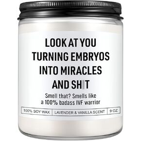 Karply Badass IVF Warrior Candle, IVF Must Haves, IVF Gifts for Women, Fertility Support, Infertility, Funny Christmas, Transfer Day, Presents for First Time Mom to Be, New Mom in Saudi Arabia